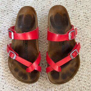 Birkenstock Mayari bright red strappy leather sandals, women's size 36/5